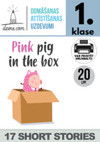 1. klase, "Pink pig in the box" 17 īsi stāstiņi, 20 lpp., 2023