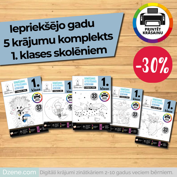 5 krājumu komplekts 1. klases skolēniem