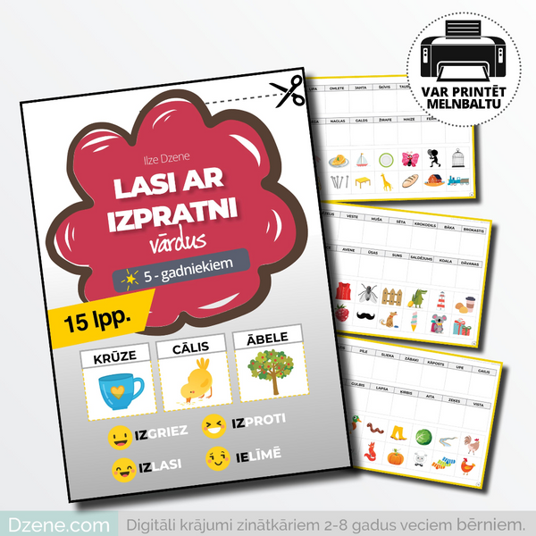 5-gadniekiem, Lasi ar izpratni: vārdi, 15 lpp.