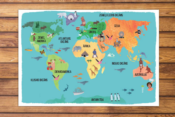 1,5m x 1m Pasaules kartes uzlīme