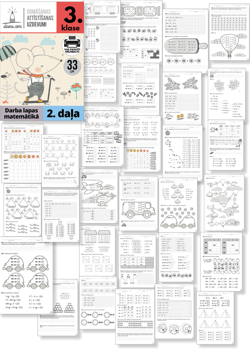 3. Klase, Darba Lapas Matemātikā, II Semestris, 33 Lpp., 2022 – Dzene.com