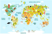 Pasaules kartes uzlīme (ar dzīvniekiem)